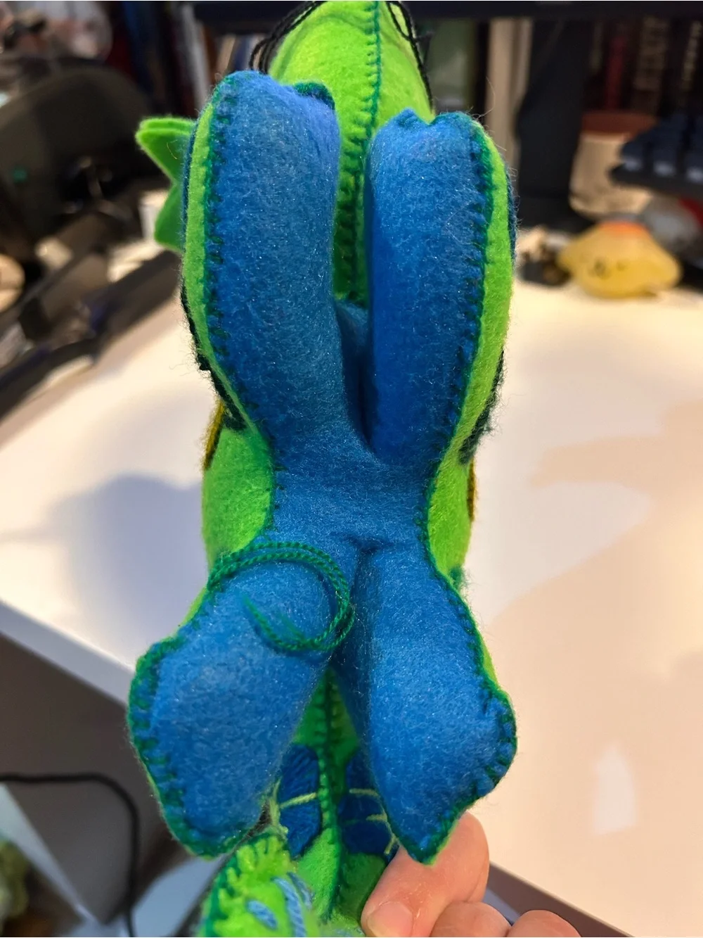 Handmade And Embroidered Green Chameleon Plush Toy New
